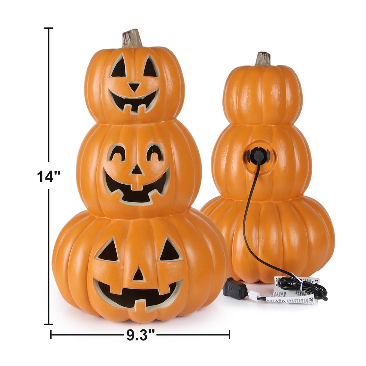 14 Jack-O -Lantern Halloween Pumpkin Lantern Jack o Lanterns Light Up Pumpkin Decorations Lighted Stacked Pumpkin with LED Bulb