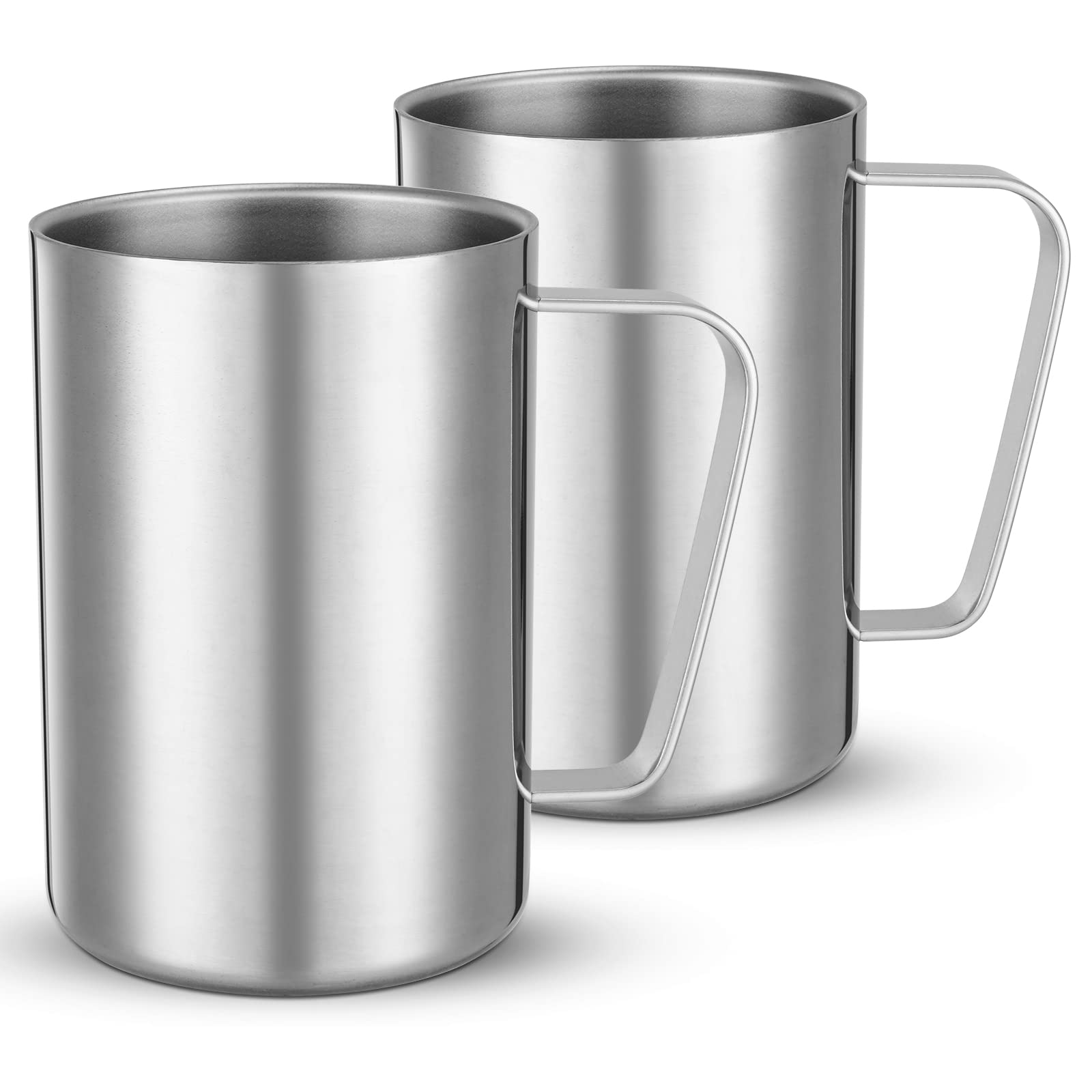 Bidponds 2 Pcs 16.9oz/500ml Stainless Steel Mug, Camping Mug, Double Wall Vacuum Insulated Mug, Suitable for Coffee, Milk,Juice,