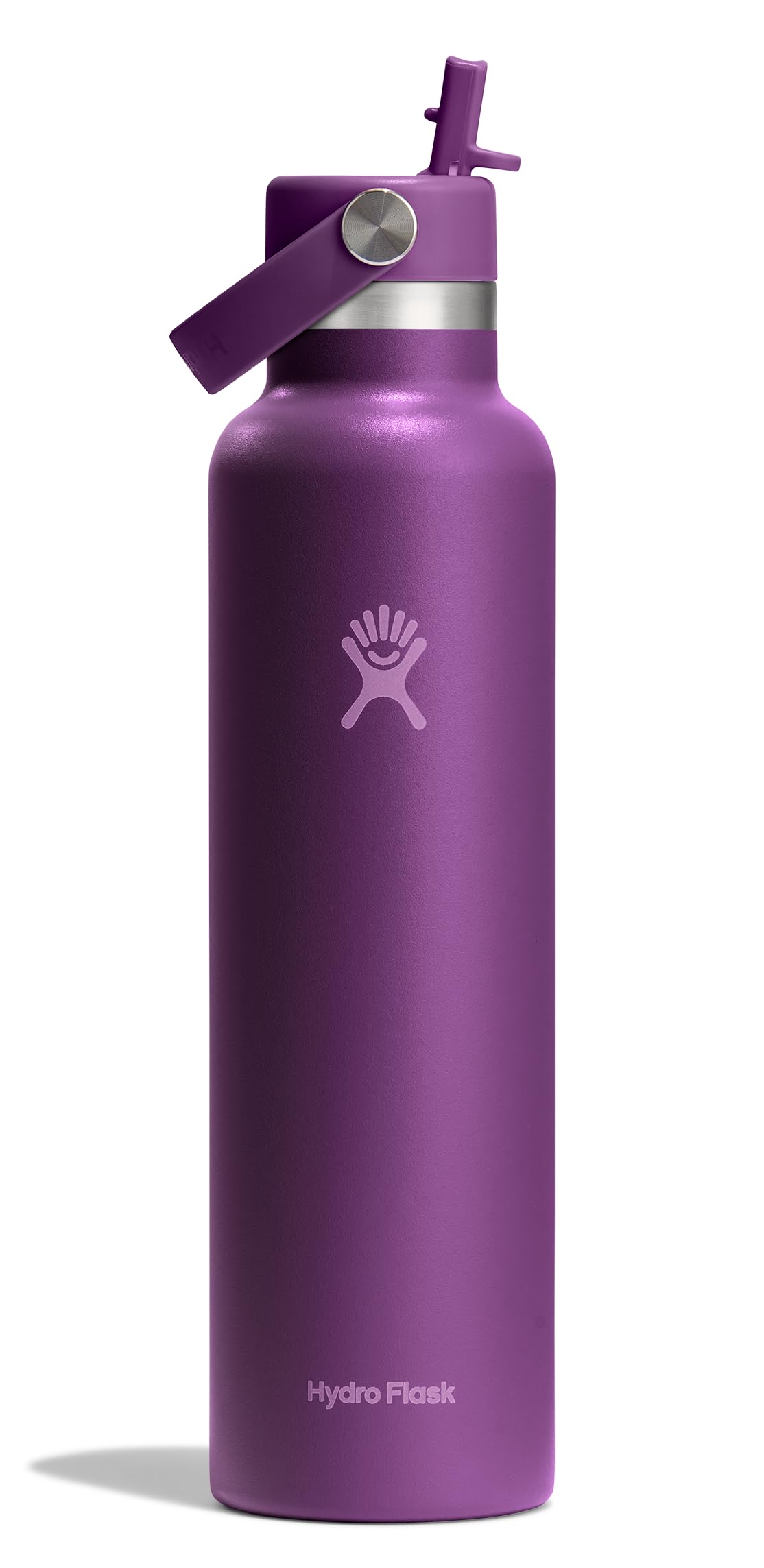 Hydro Flask Water Bottle - Insulated Stainless Steel - Straw Lid, Non Spill, Leakproof in 24 Oz Beachplum Purple