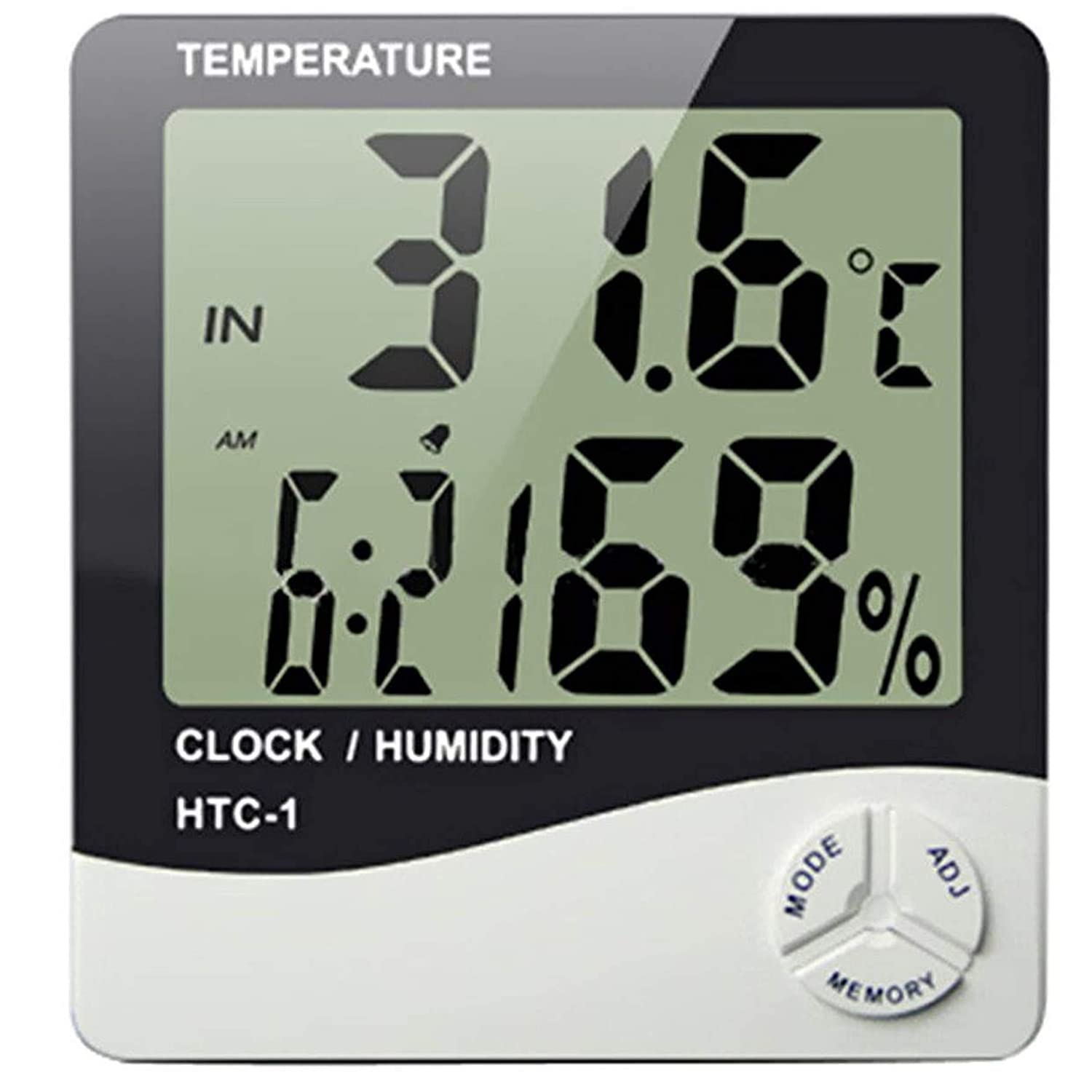 Skadioo Room Temperature Meter Digital - Humidity Tester And Hygrometer With Alarm Clock - Led Monitor With Temperature Sensor -