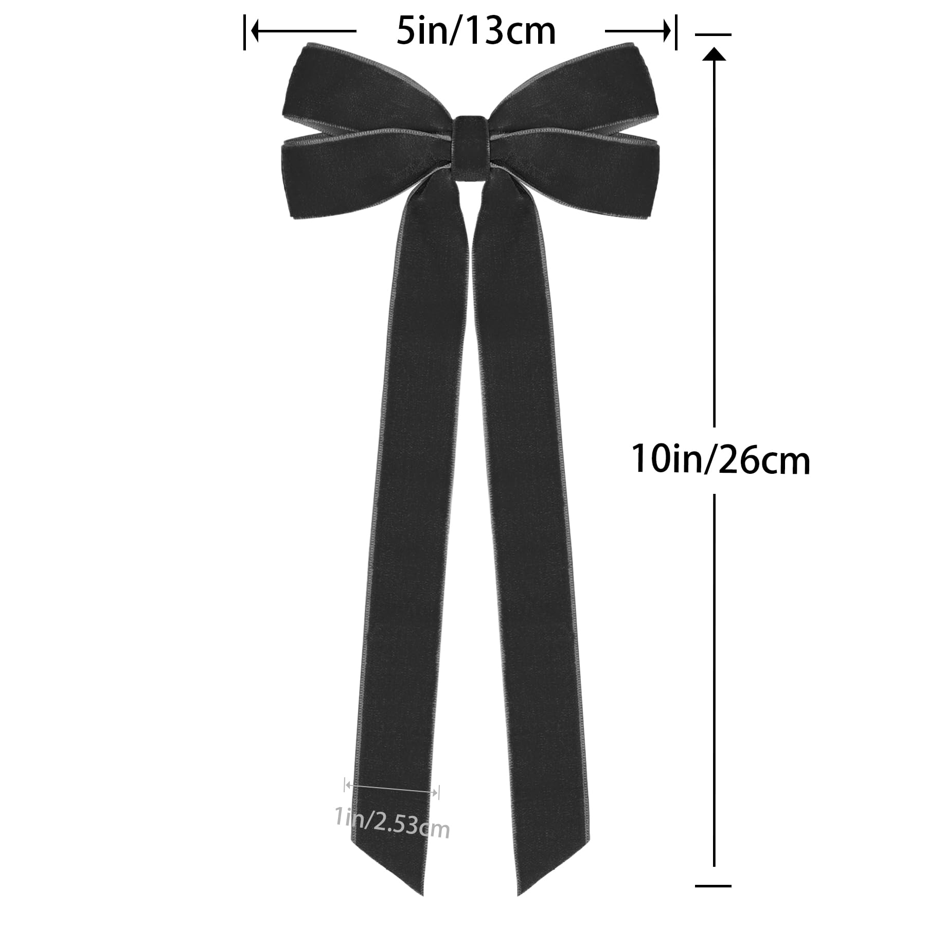 12Pcs Black Velvet Ribbon Bows Halloween Tree Decorations,5in x 10in Christmas Ornaments for Tree Home Party Front Door Wreath H