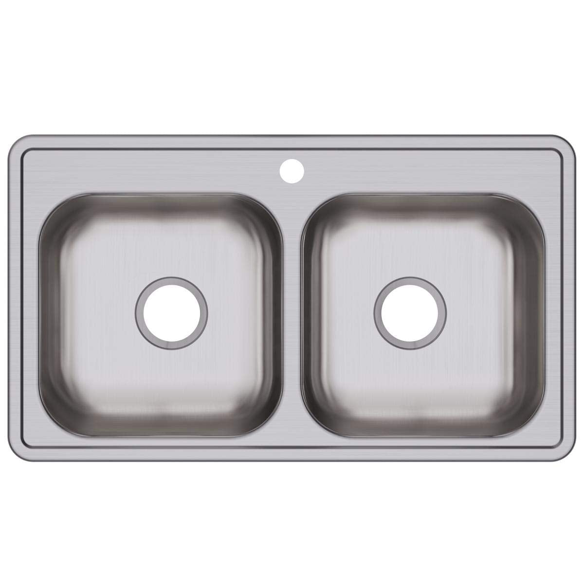 Elkay Dayton Stainless Steel 33'' x 19'' x 6-7/16''  Equal Double Bowl Top Mount Sink