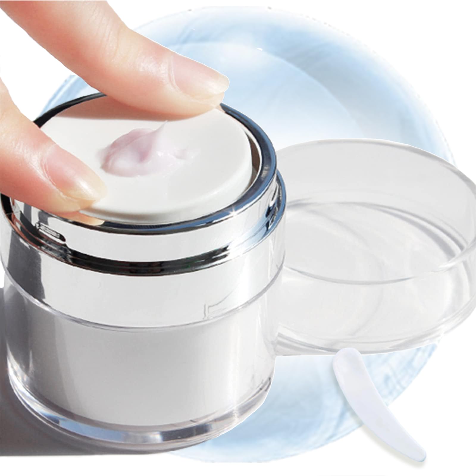 Pudier Airless Pump Jar, 15/30/50Ml Refillable Skin Care Containers, Push Down Pump Dispenser Bottles For Lotions, Creams, Serum