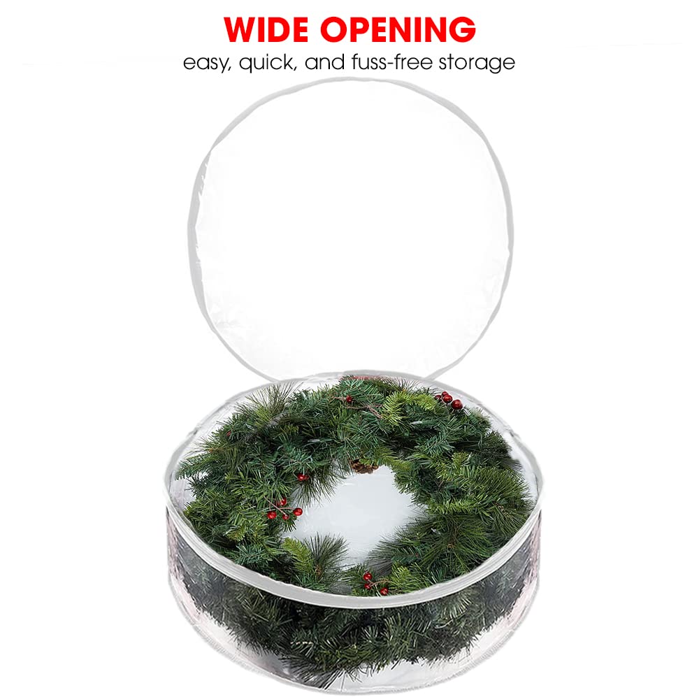 Propik Christmas Wreath Storage Bag 30'' - 2 Pack Clear Xmas Wreath Storage Container - Garland Holiday Artificial Wreath Storag