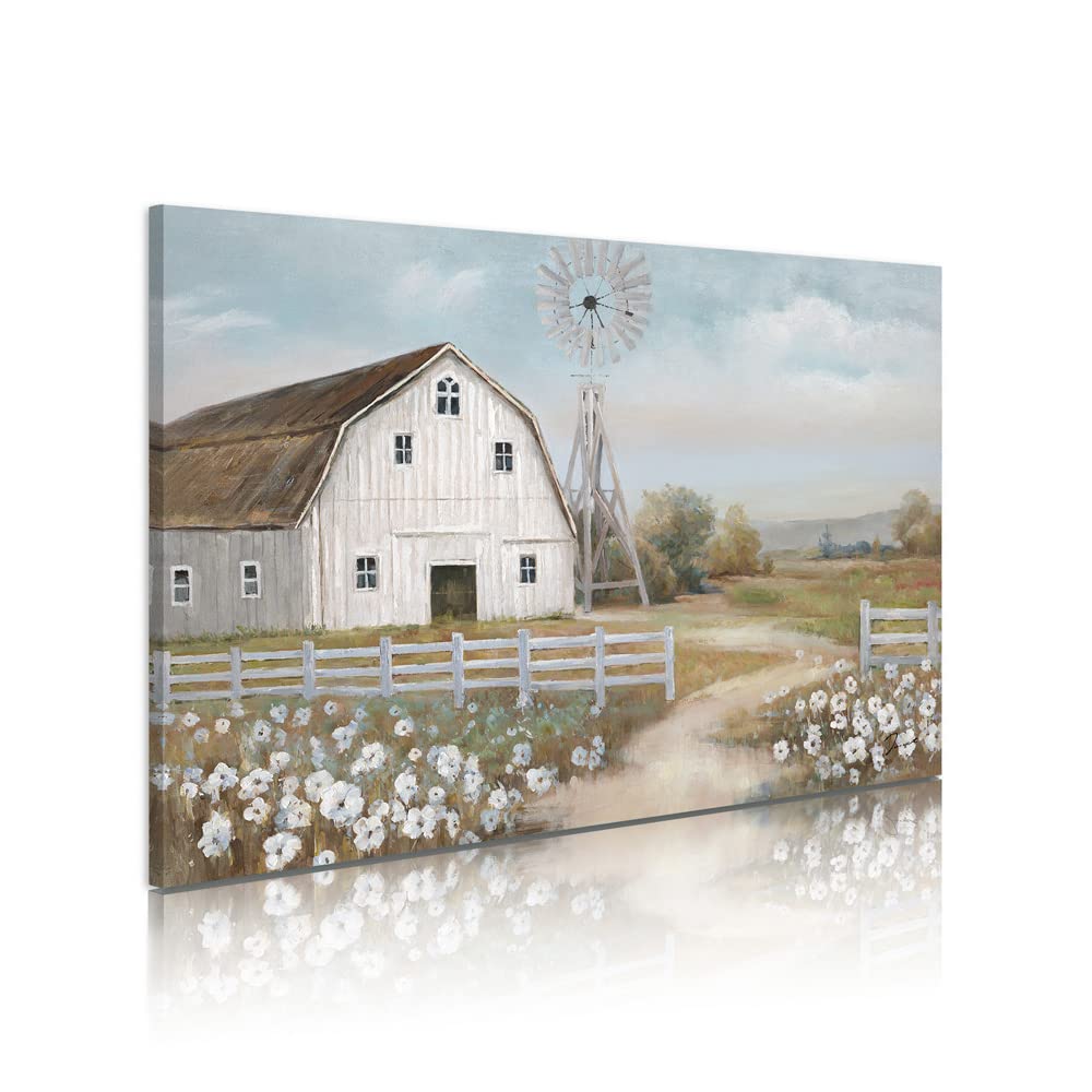 Barn Prints Farmhouse Old Barn Wall Art Handpainted Barn Painting Barn And Flowers Wall Decor Rustic Bedroom Wall Decor Farmhous