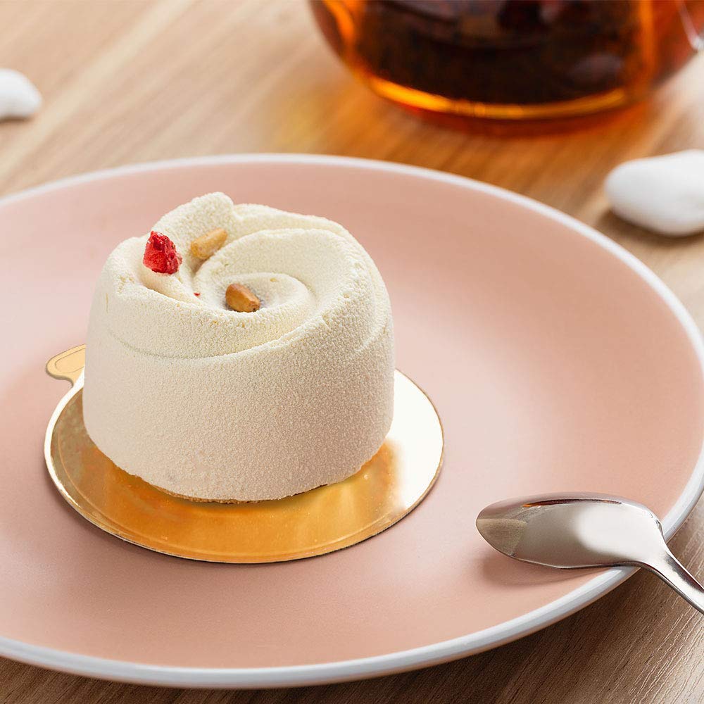 100-Pack Mini Cake Base Boards, Gold Mousse Cake Cardboard Set, Ideal For Dessert Buffet, Wedding, Parties, Catering Supplies (M