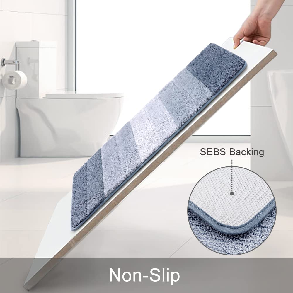 Kmson 3 Pcs Ombre Bathroom Rugs Set With U-Shaped Mat, Non Slip,Quick Drying, Ultra Soft And Water Absorbent Bath Carpet For Bed