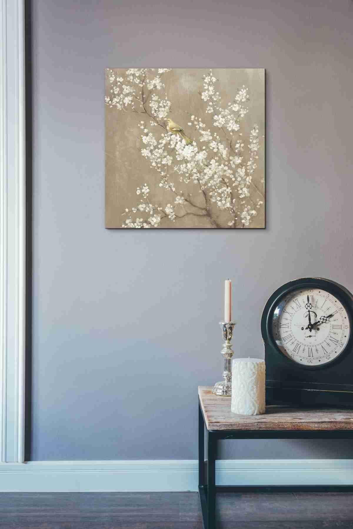 Epic Graffiti 'White Cherry Blossom Ii Neutral' By Danhui Nai, Canvas Wall Art, 18X18