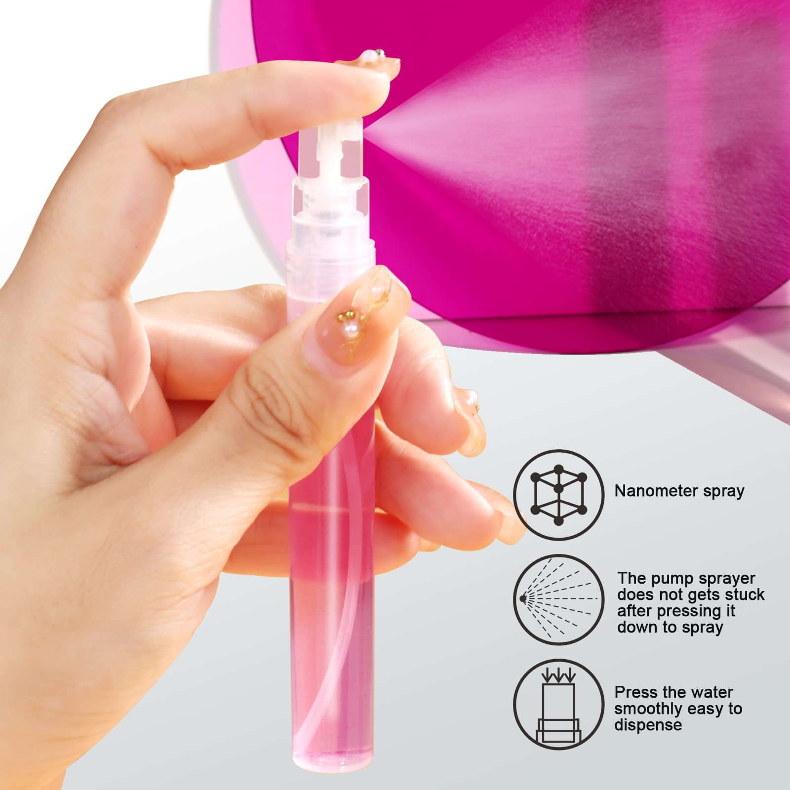Teenitor Mini Spray Bottle, 20 Pack 10Ml Perfume Bottle Empty, Plastic Refillable Perfume Bottles Atomizer, Sample Bottle Fine M