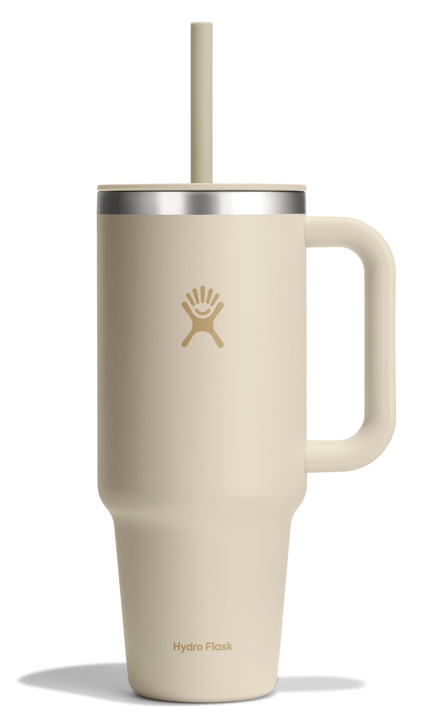 Hydro Flask Travel Tumbler with Handle, Lid and Straw - Insulated Stainless Steel in 40 Oz Coconut Cream