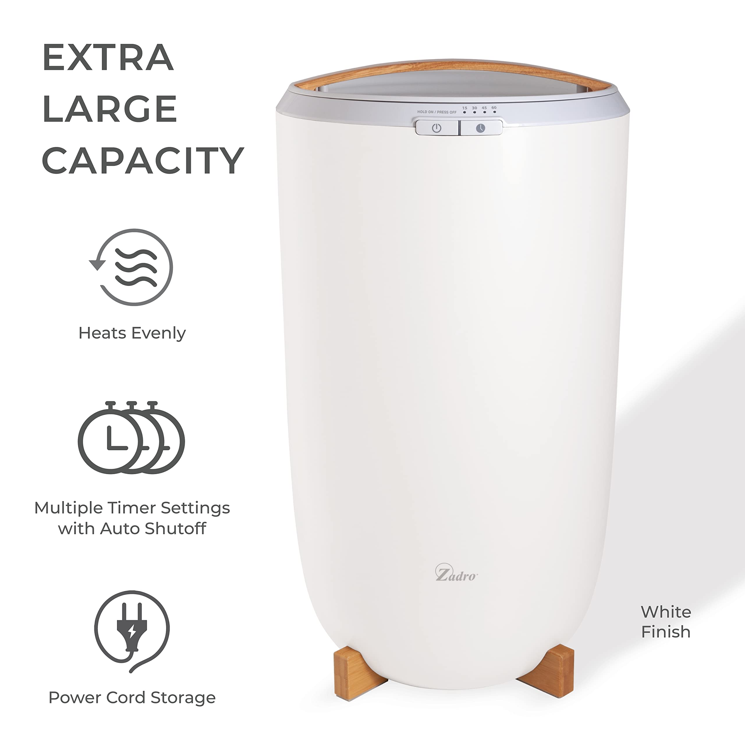 Zadro Large Hot Towel Warmer Bucket Timer Electric Towel Warmer For Bathroom Auto-Shut Off Heated Towel Warmer Spa (Large | 20L