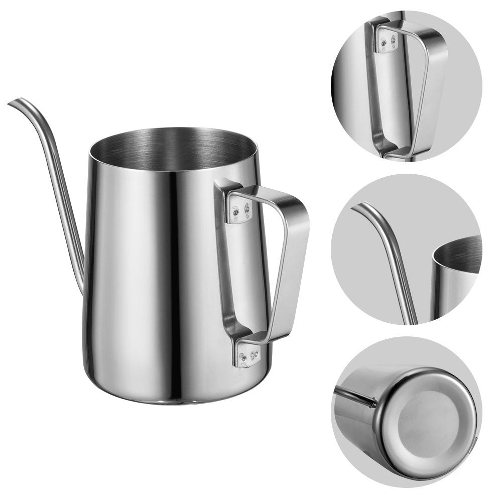 Long Narrow Spout Coffee Pot (8.7 Oz) Small Fine Stainless Pour Over Drip Coffee Pot Gooseneck Tea Kettle (Silver, 250Ml)