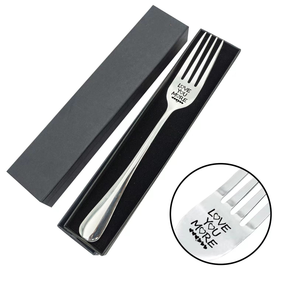 Vickhu I Love You Gifts For Boyfriend Girlfriend Dad Mom,Love You More Funny Engraved Forks,Mothers Day/Fathers Day/Christmas Gi