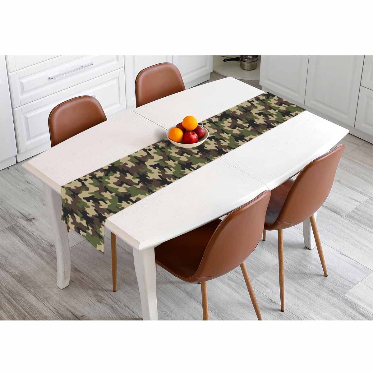 Hosnye Table Runner Green Camouflage Seamless Pattern,Cotton Linen Table Runner Decoration For Kitchen Family Dinner Table Holid