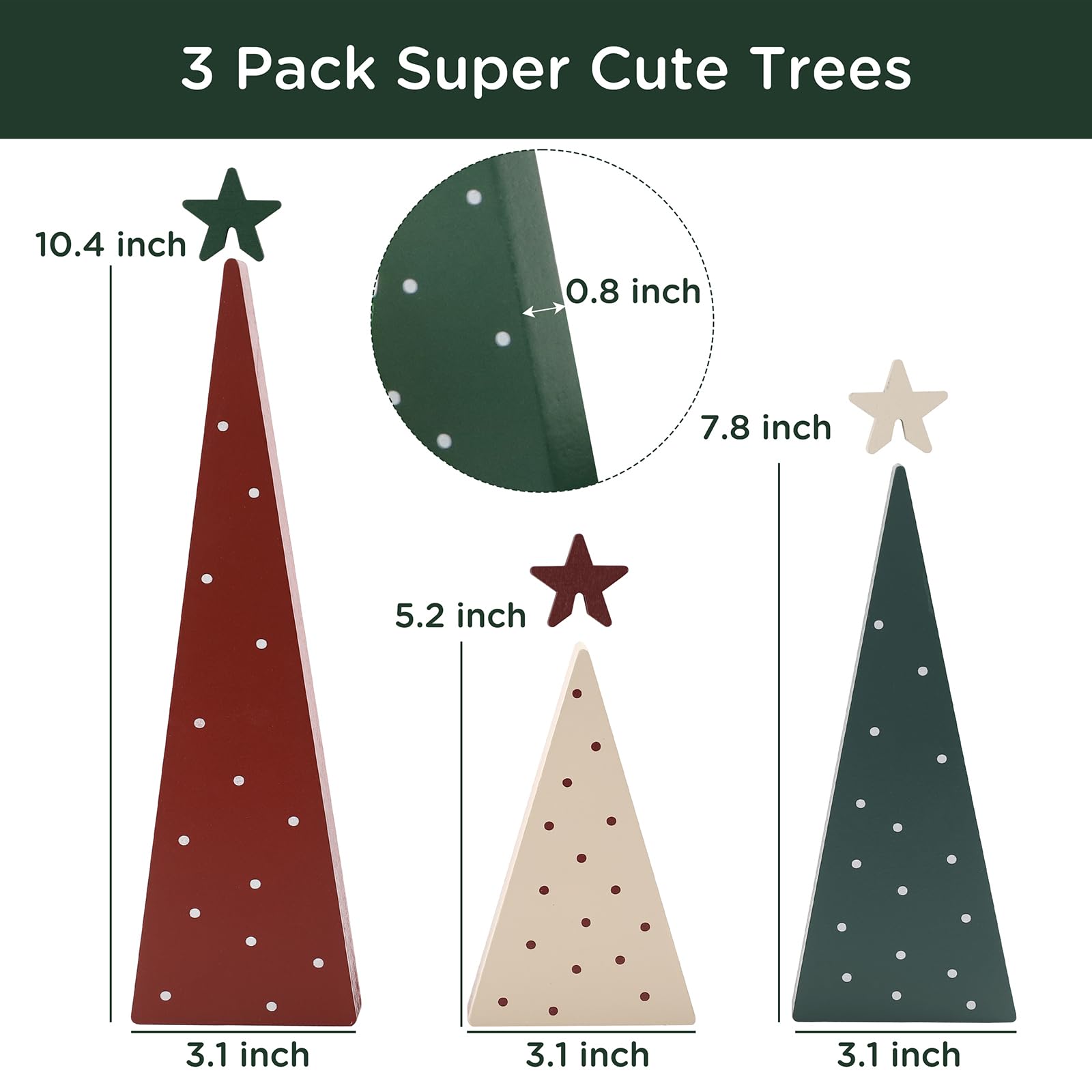 Festalmart Christmas Decorations-Three Sizes Wooden Christmas Tree Sign With Star-Christmas Decorations For Home Shelf Mantel Fi