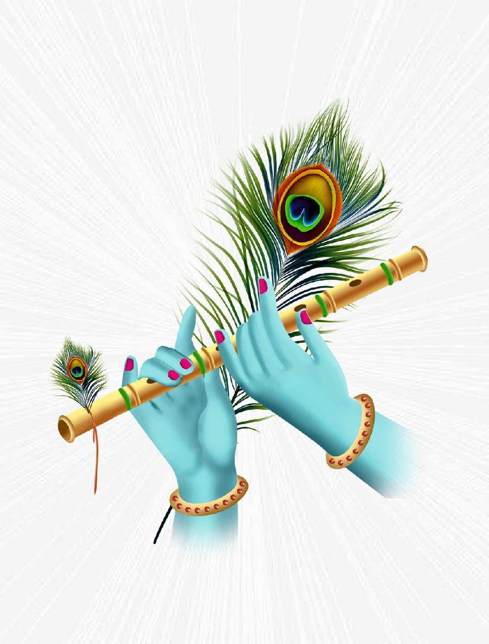 Akki Wold Krishna Flute in Hands Vinyl Wall Sticker for Living Room, Bedroom, Kids Room Sticker Size - 40Cm X 48 Cm