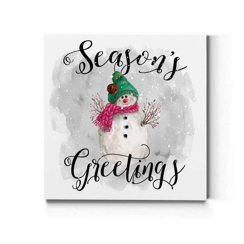 Renditions Gallery Season'S Greetings Snowman Wall Art, Cute Christmas & Winter Artwork, Great Gift For Girls, Premium Gallery W