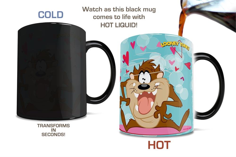 Morphing Mugs Looney Tunes - Taz - Valentines Day - Crazy in Love - One 11 oz Color Changing Heat Sensitive Ceramic Mug - Image