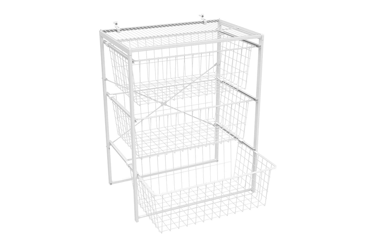 Closetmaid Wire Basket 3 Drawer Organizer Unit With Shelf For Pantry, Closet, Clothes, Linens, Sturdy Steel, Easy Assembly, Whit