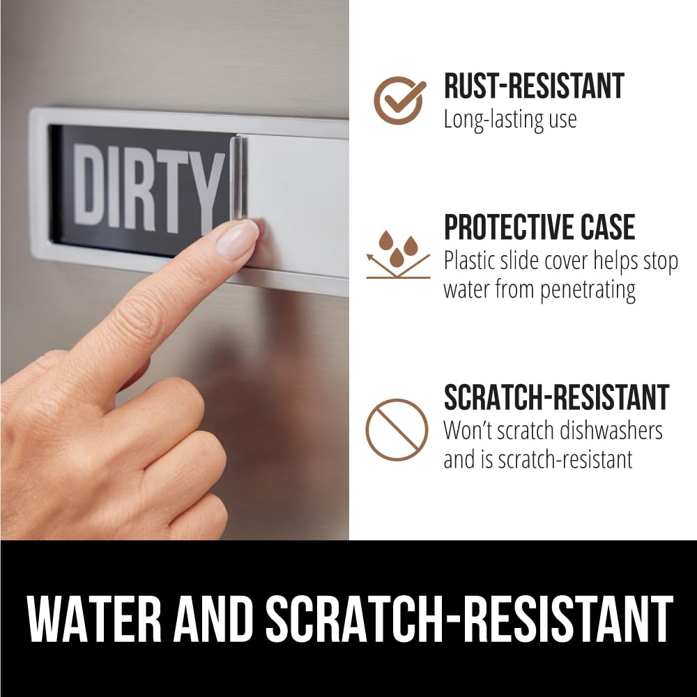 Gorilla Grip Clean And Dirty Dishwasher Magnet Sign, Optional Adhesive, Magnetic Kitchen Decor, Easy Read, Non-Scratch, Heavy Du