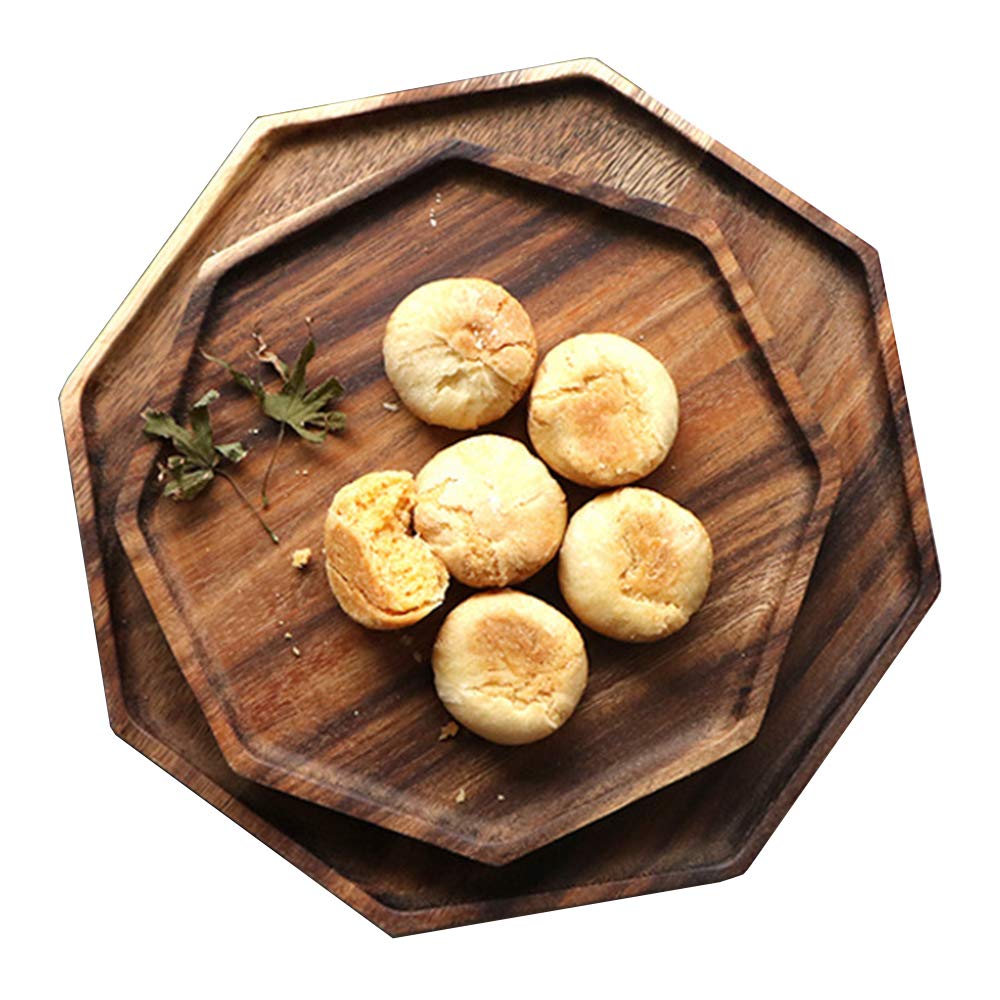 Set Of 2 Acacia Wood Charcuterie Boards Round Wooden Serving Tray Fruit Platter Decor Trays Serving Ware Food Dish Serving Platt