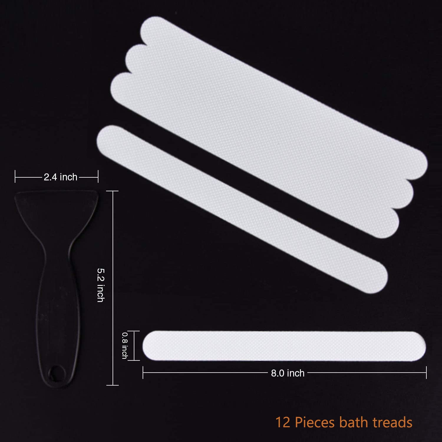 Secopad Anti Slip Shower Stickers 24 Pcs Safety Bathtub Strips Adhesive Decals With Premium Scraper