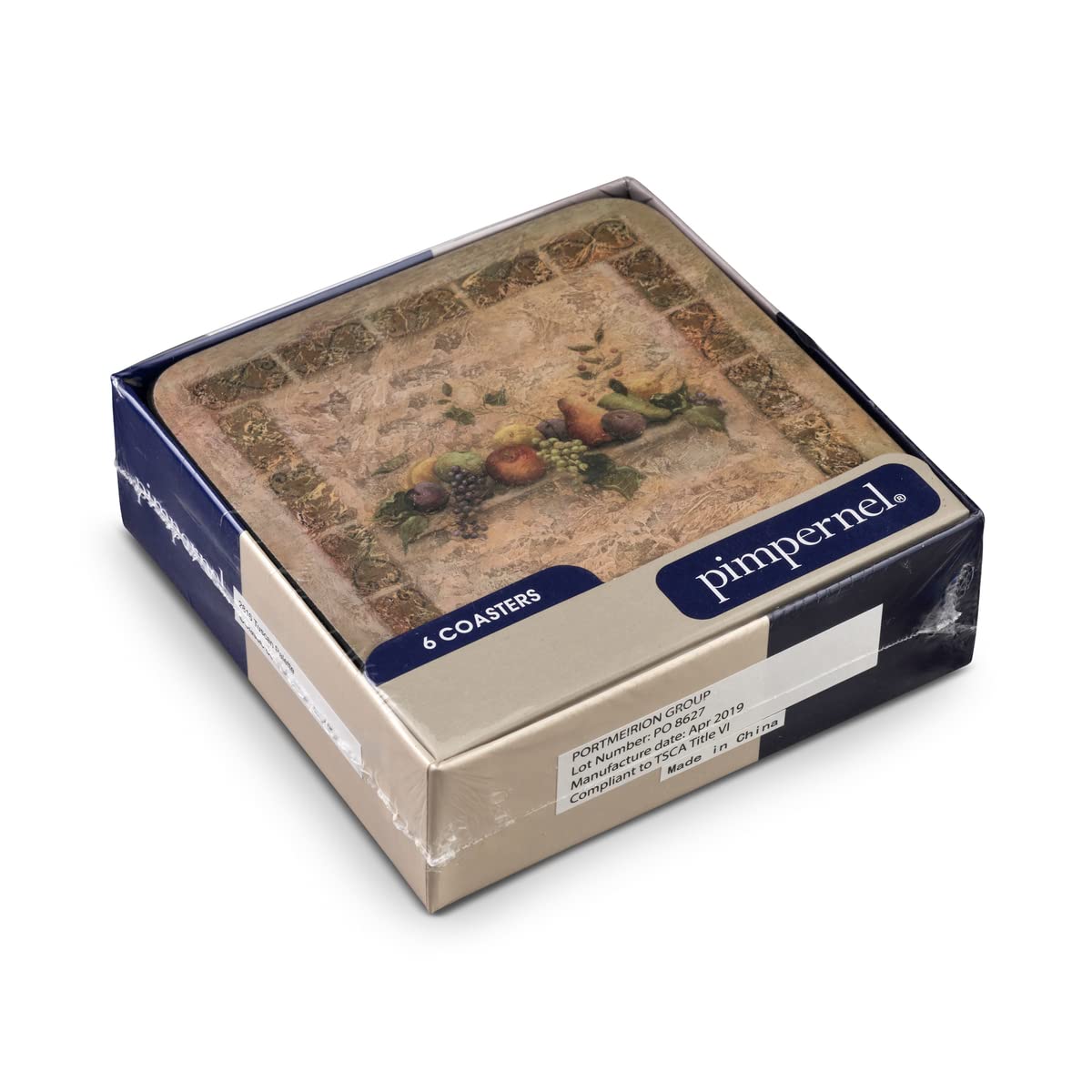 Pimpernel Tuscan Palette Collection Coasters | Set Of 6 | Cork Backed Board | Heat And Stain Resistant | Drinks Coaster For Tabl