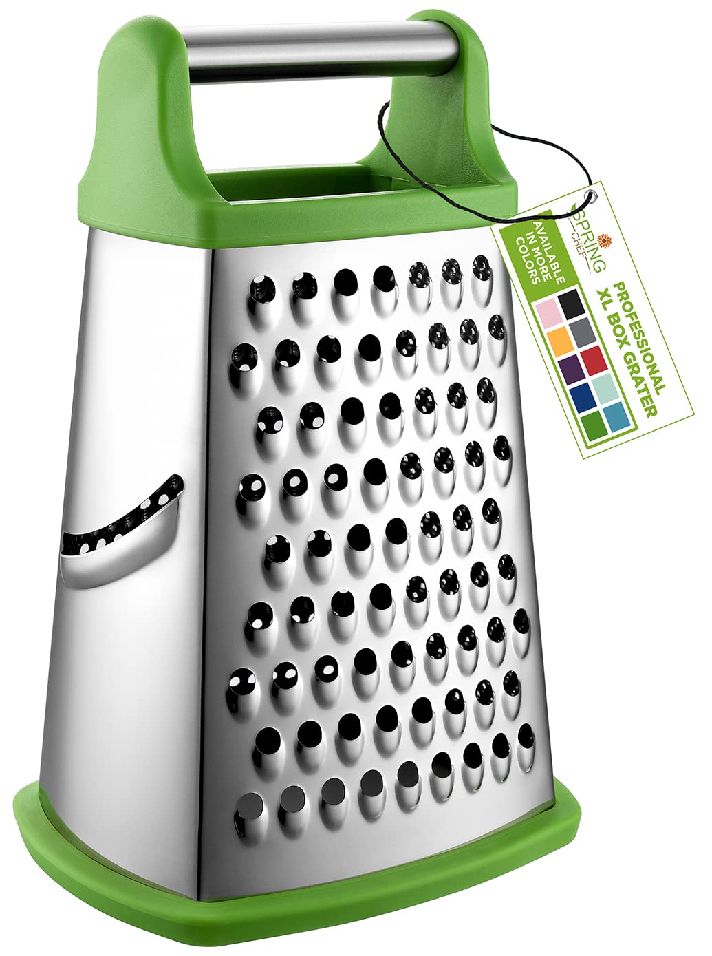 Spring Chef Professional Cheese Grater - Stainless Steel 4 Sided Handheld Box Grater For Kitchen, Xl Size - Perfect Shredder For