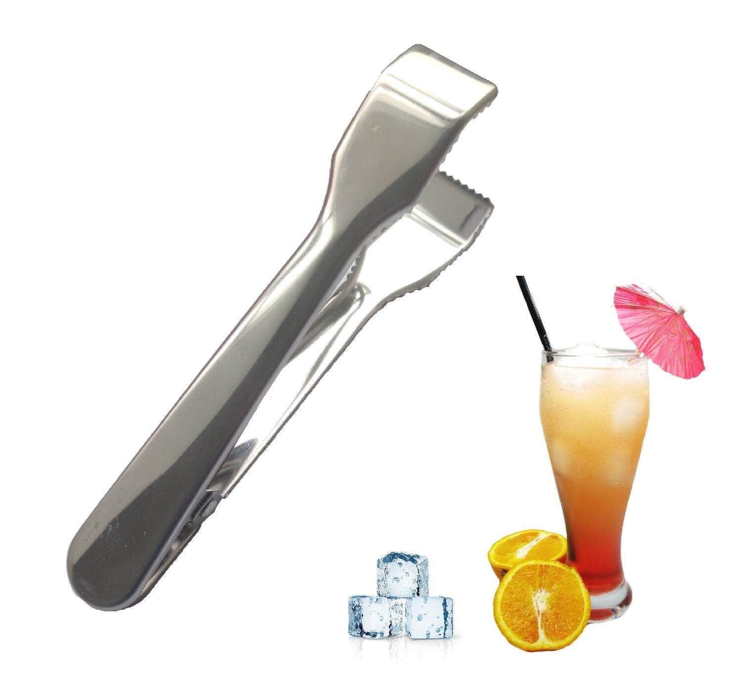 Toonev Stainless Steel Ice Tongs With Sawteeth For Ice Bucket Ice Sugar Cubes Coffee Bar Food Serving (2Pcs)