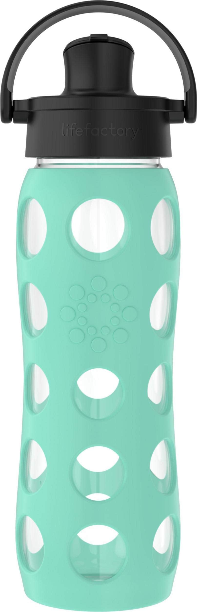 Lifefactory 22-Ounce Glass Water Bottle With Active Flip Cap And Protective Silicone Sleeve, Sea Green