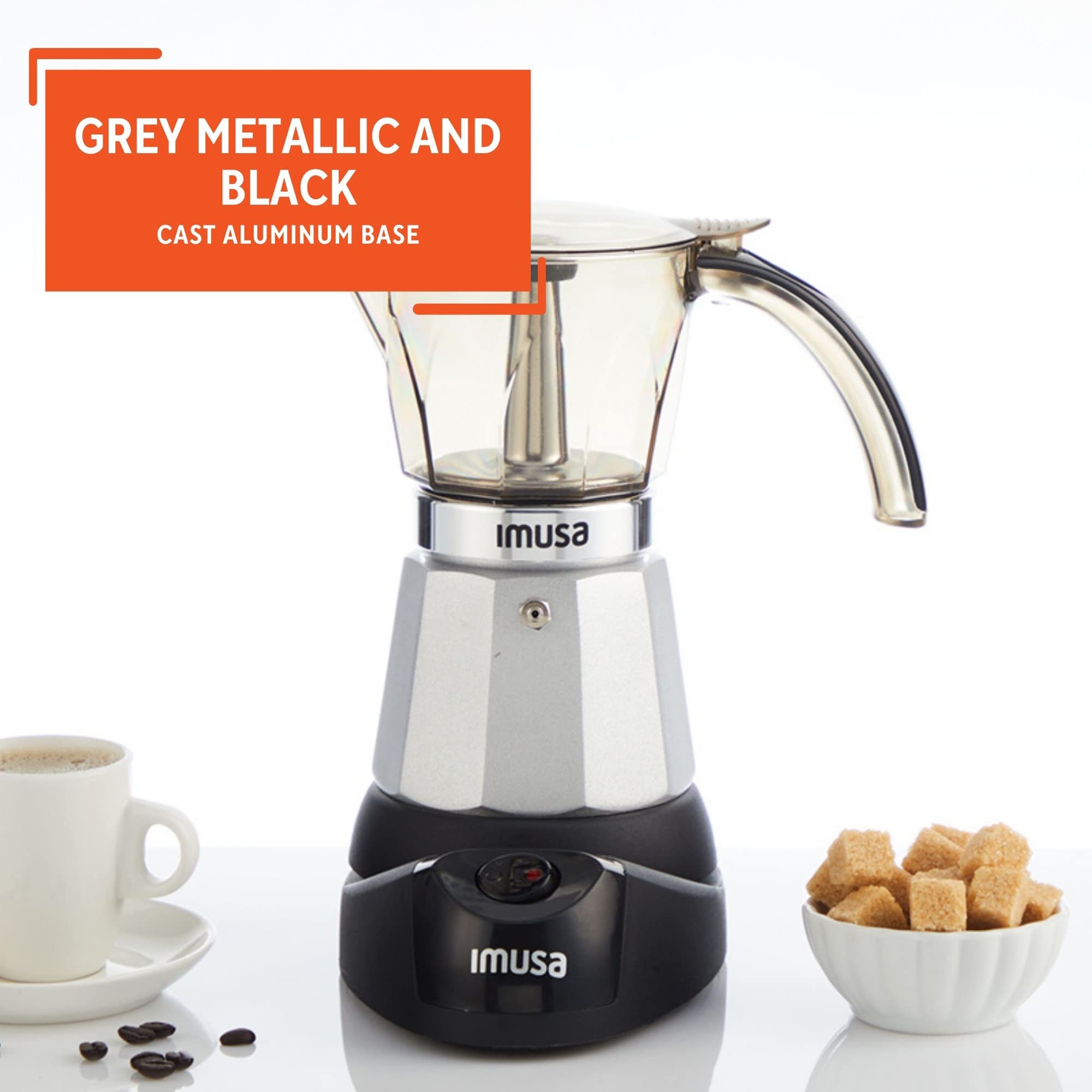 Imusa 6 Or 3Cup Electric Espresso Maker, Silver