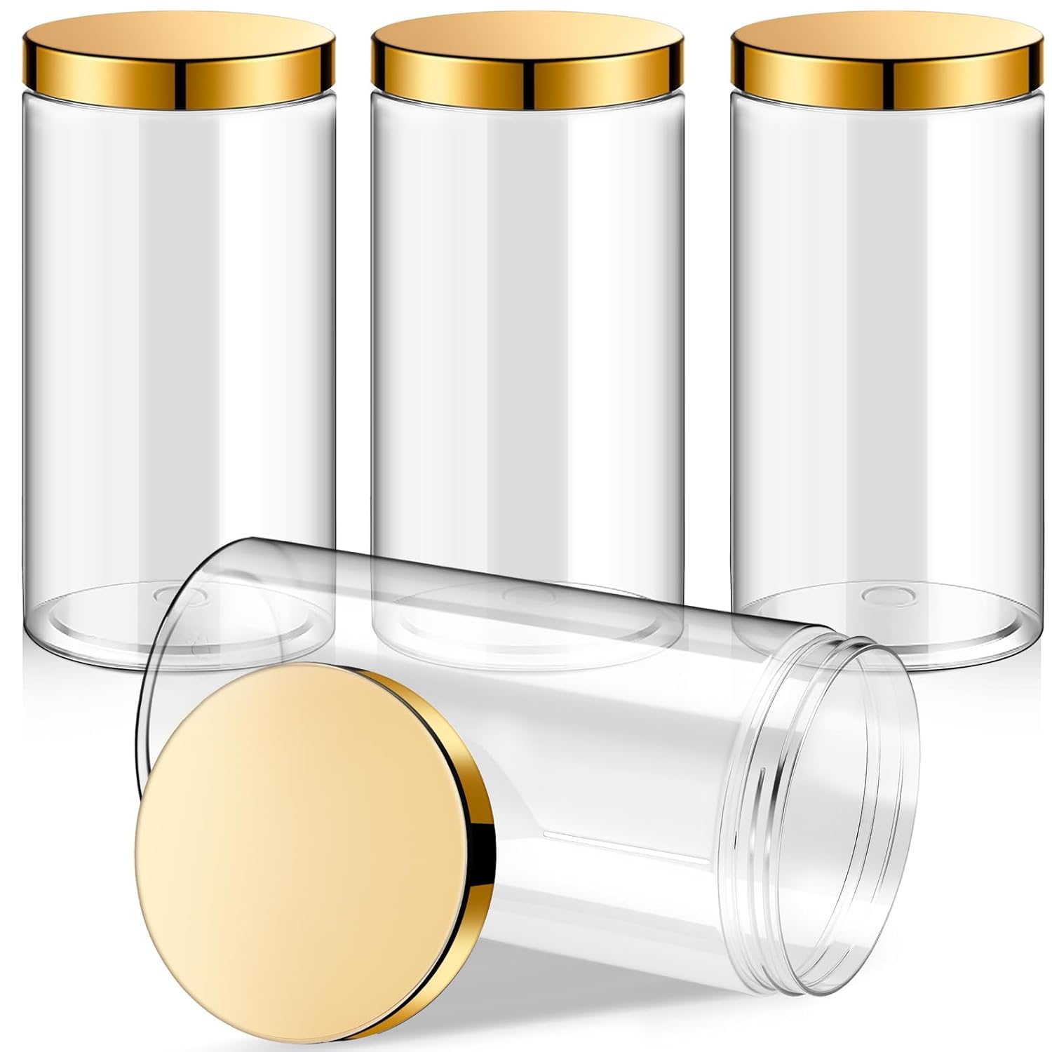 Satinior 12 Pack 32 Oz Plastic Container Jars With Lids Round Clear Travel Cosmetic Container Slime Jars For Toiletries, Lotion,