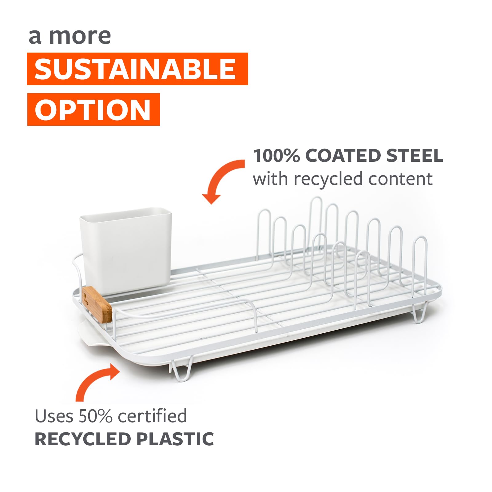 Full Circle Dish Jockey Dish Drying Rack - Space Saving Drying Rack For Kitchen Counter - Stainless Steel And Recycled Plastic D