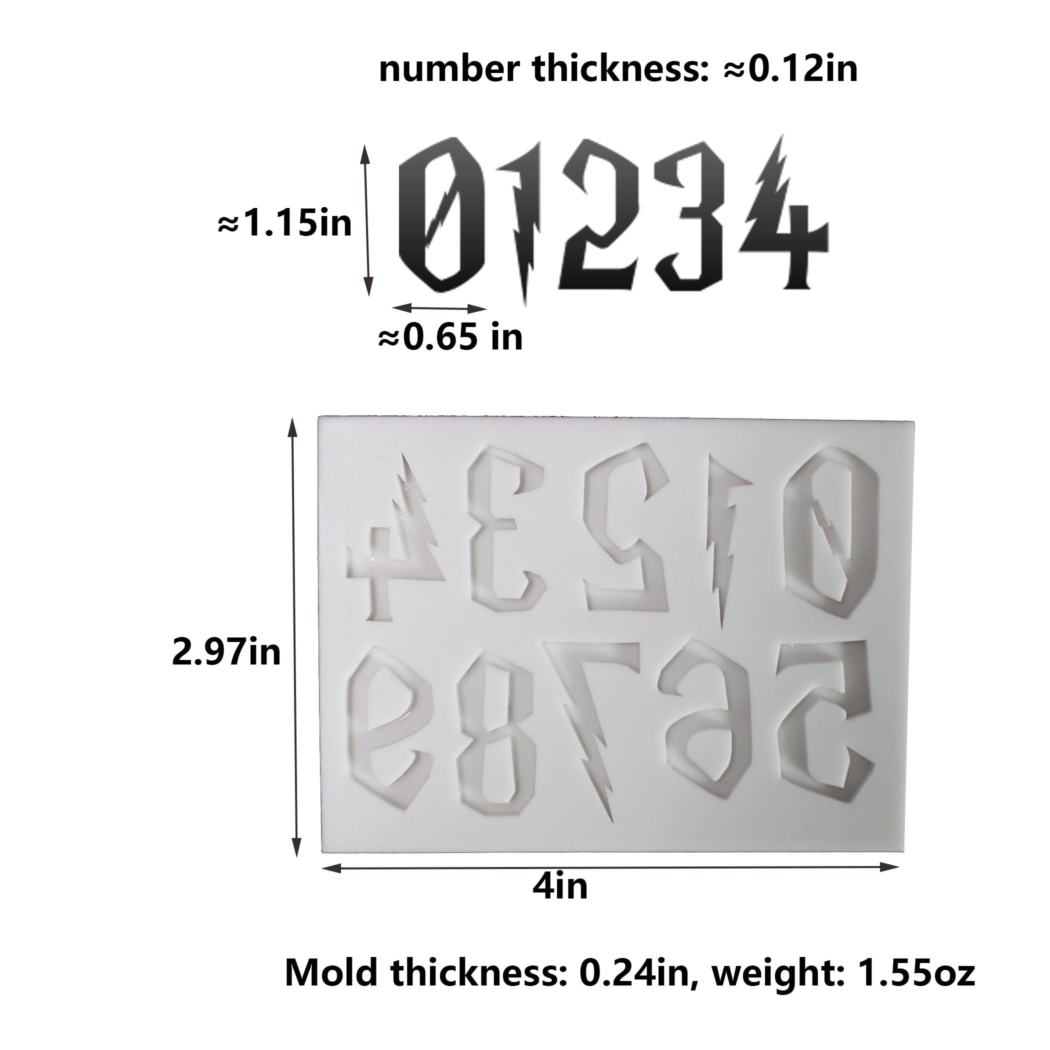 Lvdge 3-Piece Silicone Mold Set For Magical Lightning Shaped Letters And Numbers - Ideal For Fondant Cakes, Chocolate, Resin Cra