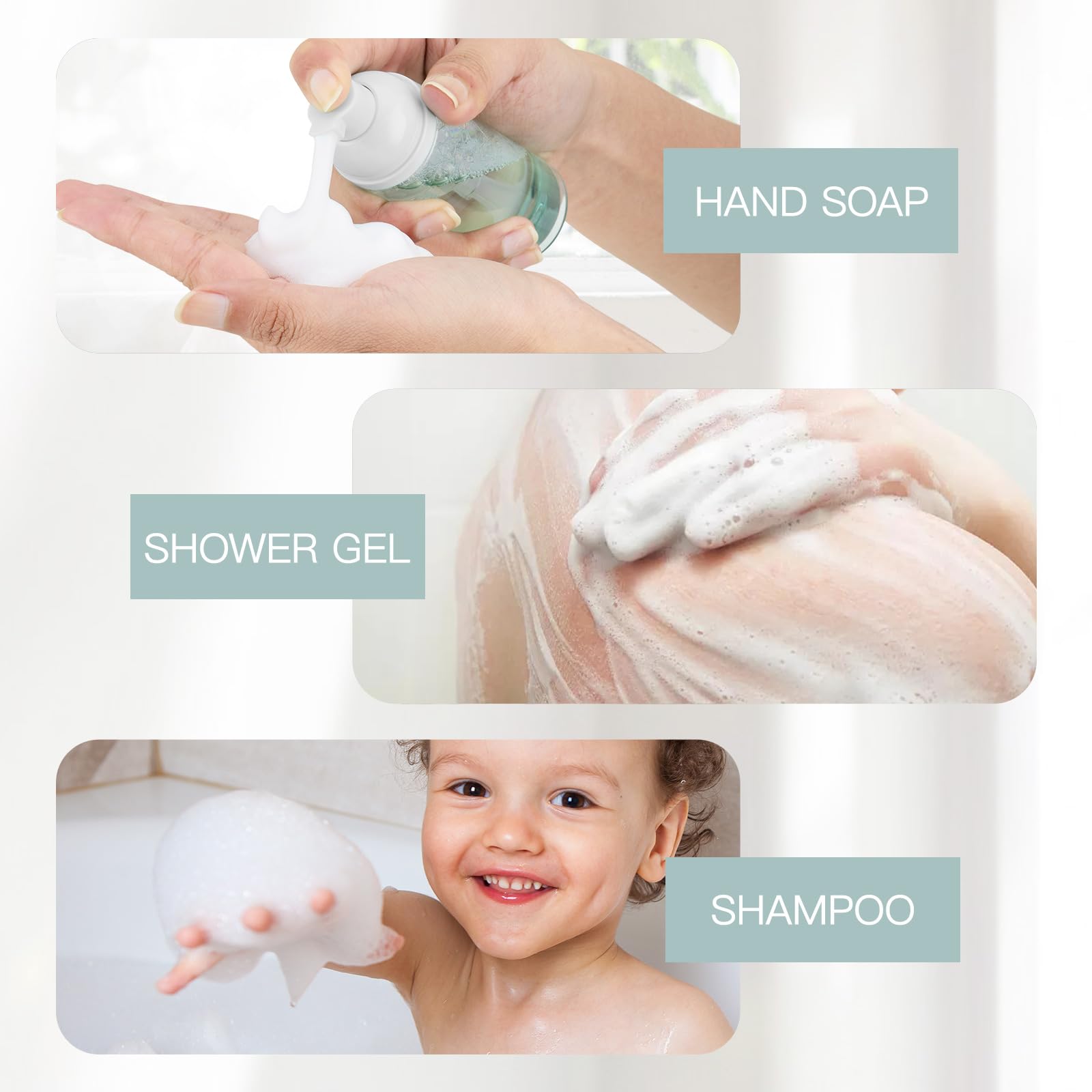 Owlyee Foam Bottles, 2Oz Foaming Pump Dispensers, Empty Travel Soap Mousse Bottle For Lash Cleanser, Shampoo (4Pcs, 60Ml)