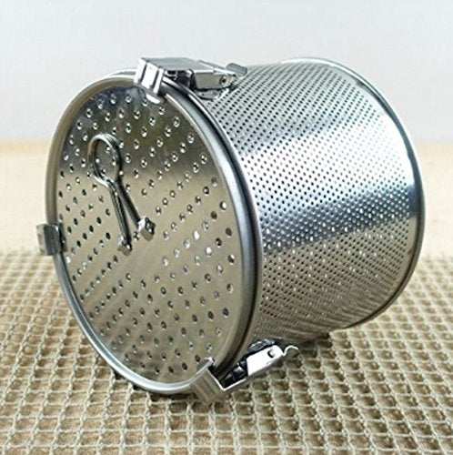 Minecook Commercial Grade D 6.3'' X H 5.3'' Genuine Stainless Steel 18/8 Perforated Tall Strainer - One Touch Lock System - Restaurant & Home Use - Extra Large