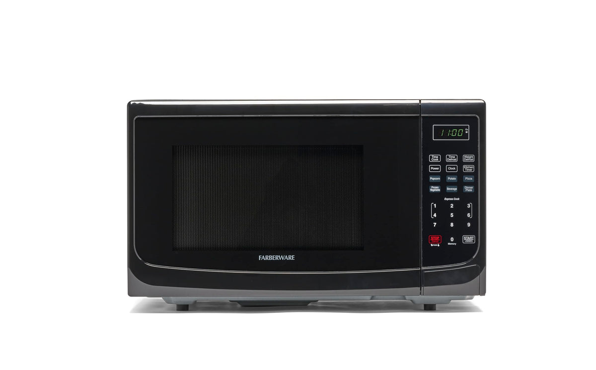Farberware Fm11Bka Compact Countertop Microwave Oven 1.1 Cu. Ft. 1100-Watt With Led Lighting, Child Lock, Easy Clean Grey Interi