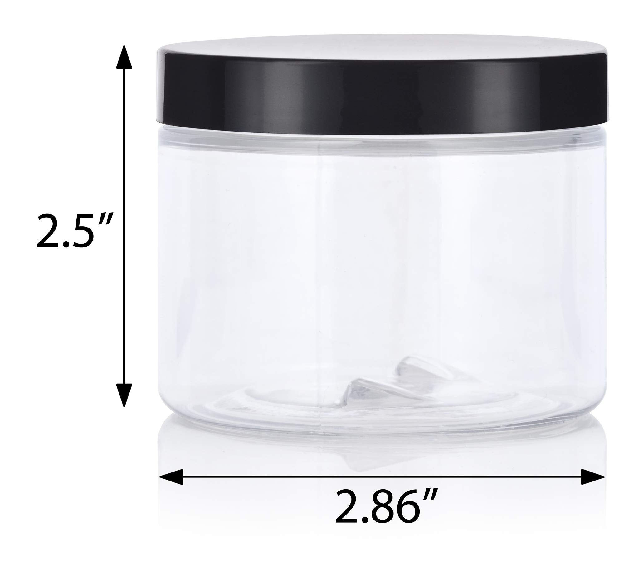 6 Oz Clear Plastic Jar With Black Smooth Lids (6 Pack)