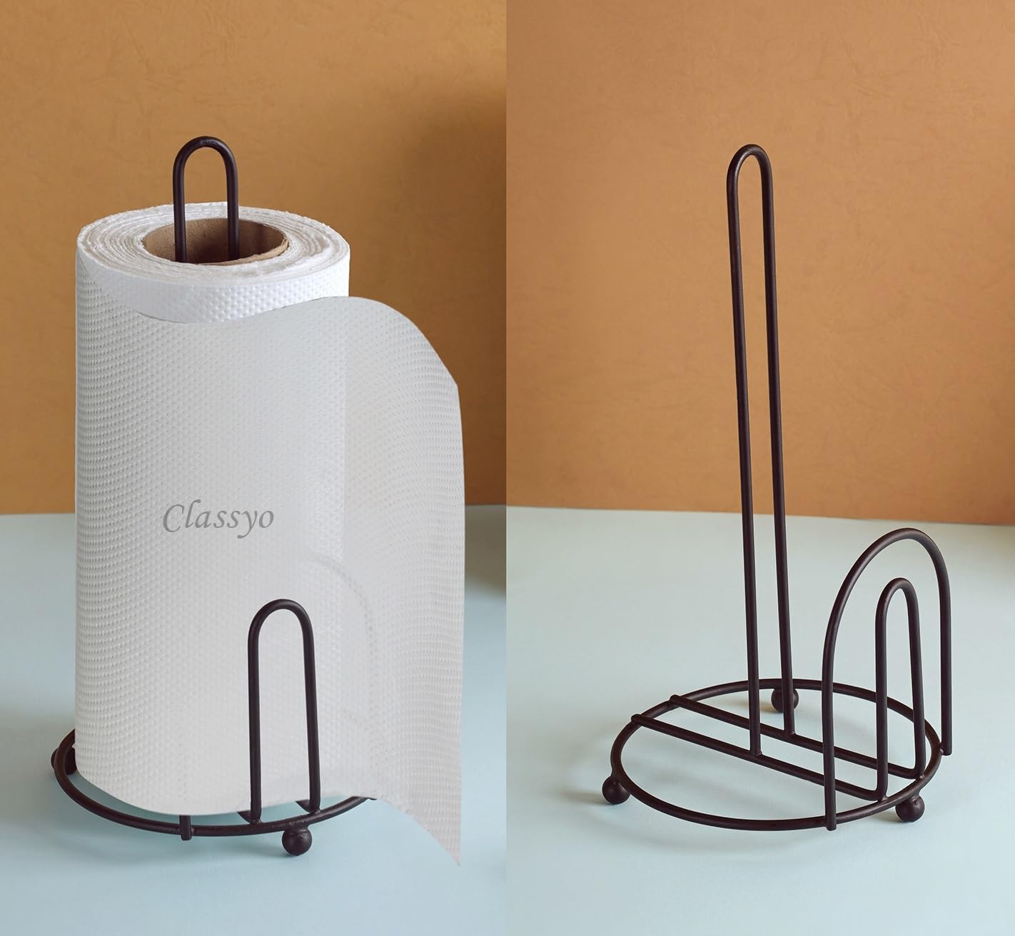 Classyo Metal Tissue Roll Holder For Kitchen, Tissue Paper Holder For Bathroom And Dining Table, Kitchen Roll Stand, Paper Towel