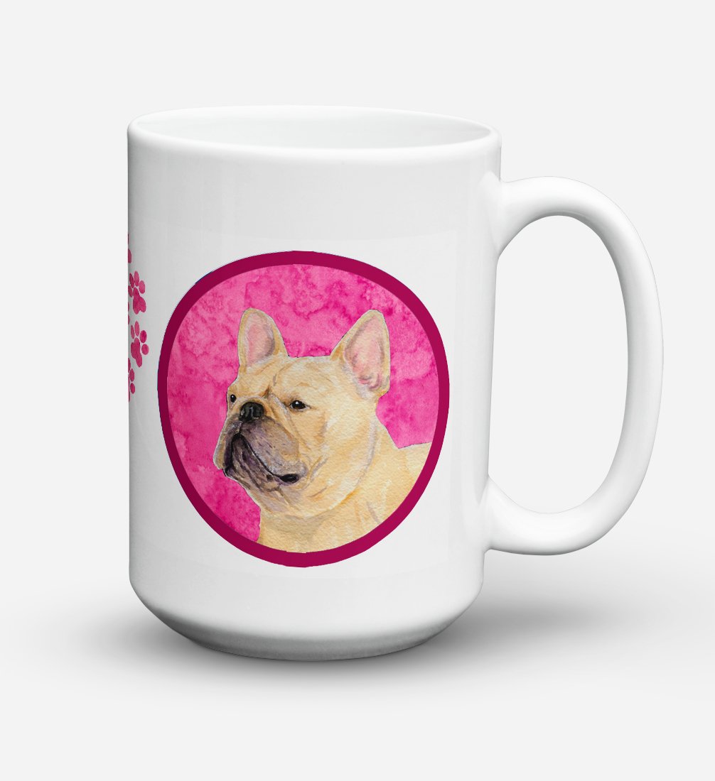 'Caroline's Treasures SS4761-PK-CM15 French Bulldog Microwavable Ceramic Coffee Mug, 15 oz, Multicolor''