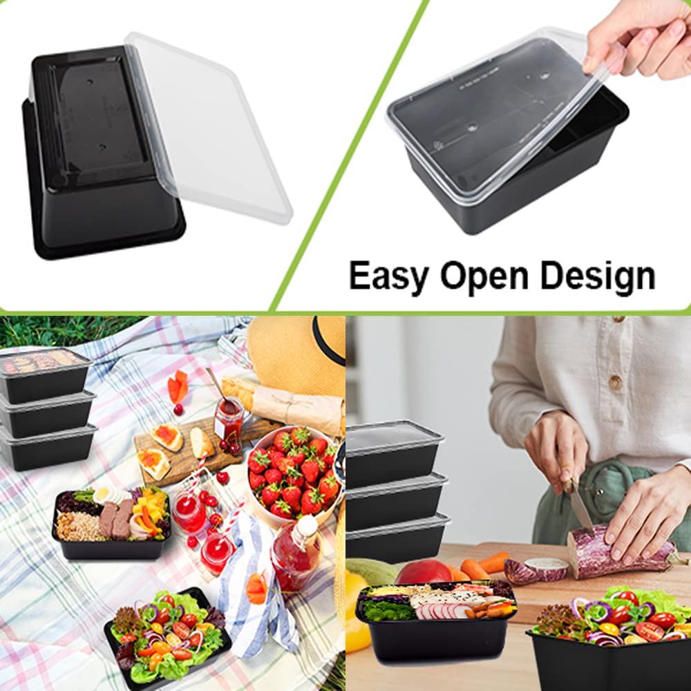 Ium   50-Pack Meal Prep Containers, 26 Oz Microwavable Reusable Food Containers With Lids For Food Prepping, Disposable Lunch Bo