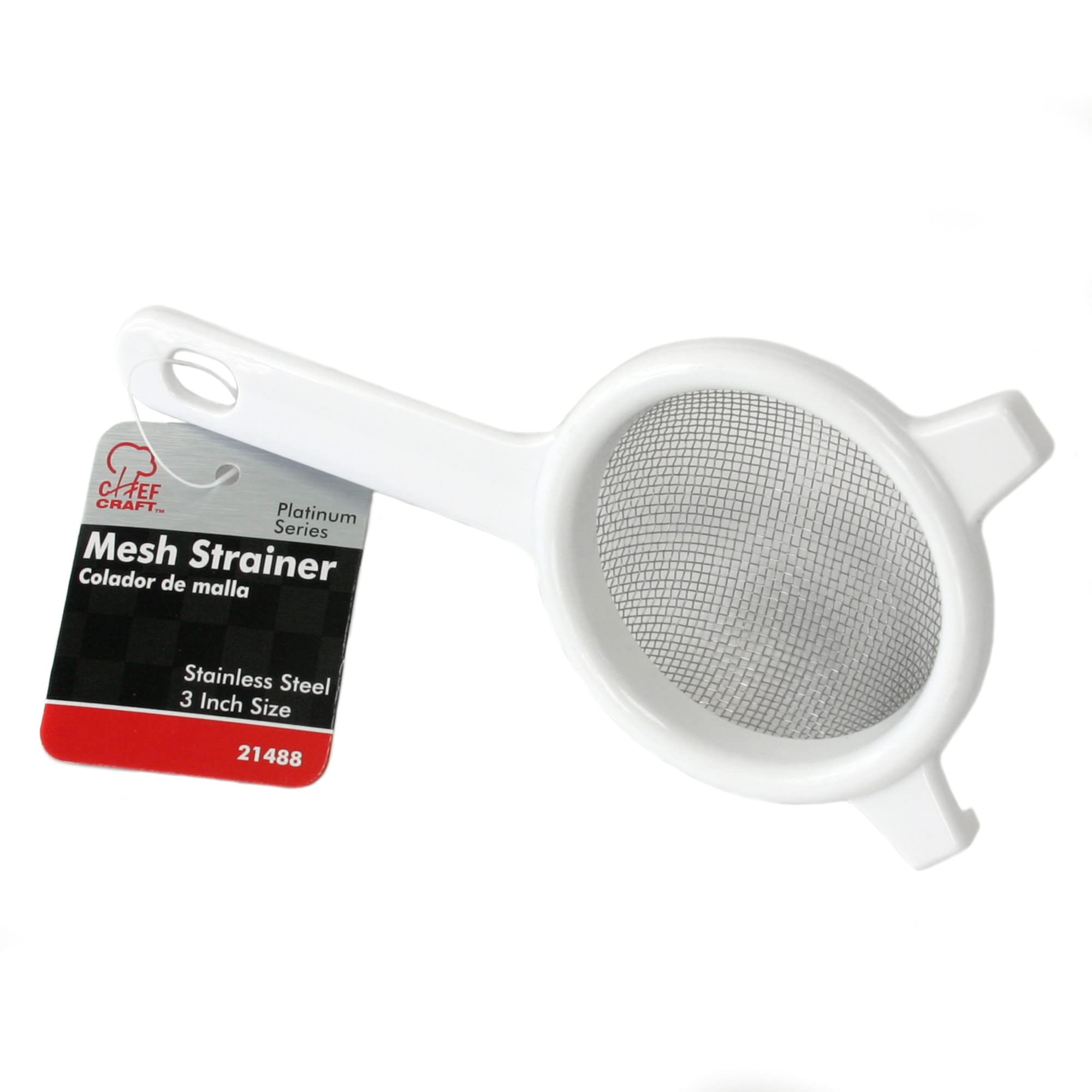 Chef Craft Classic Stainless Steel Mesh Strainer, 3 Inches In Diameter, White