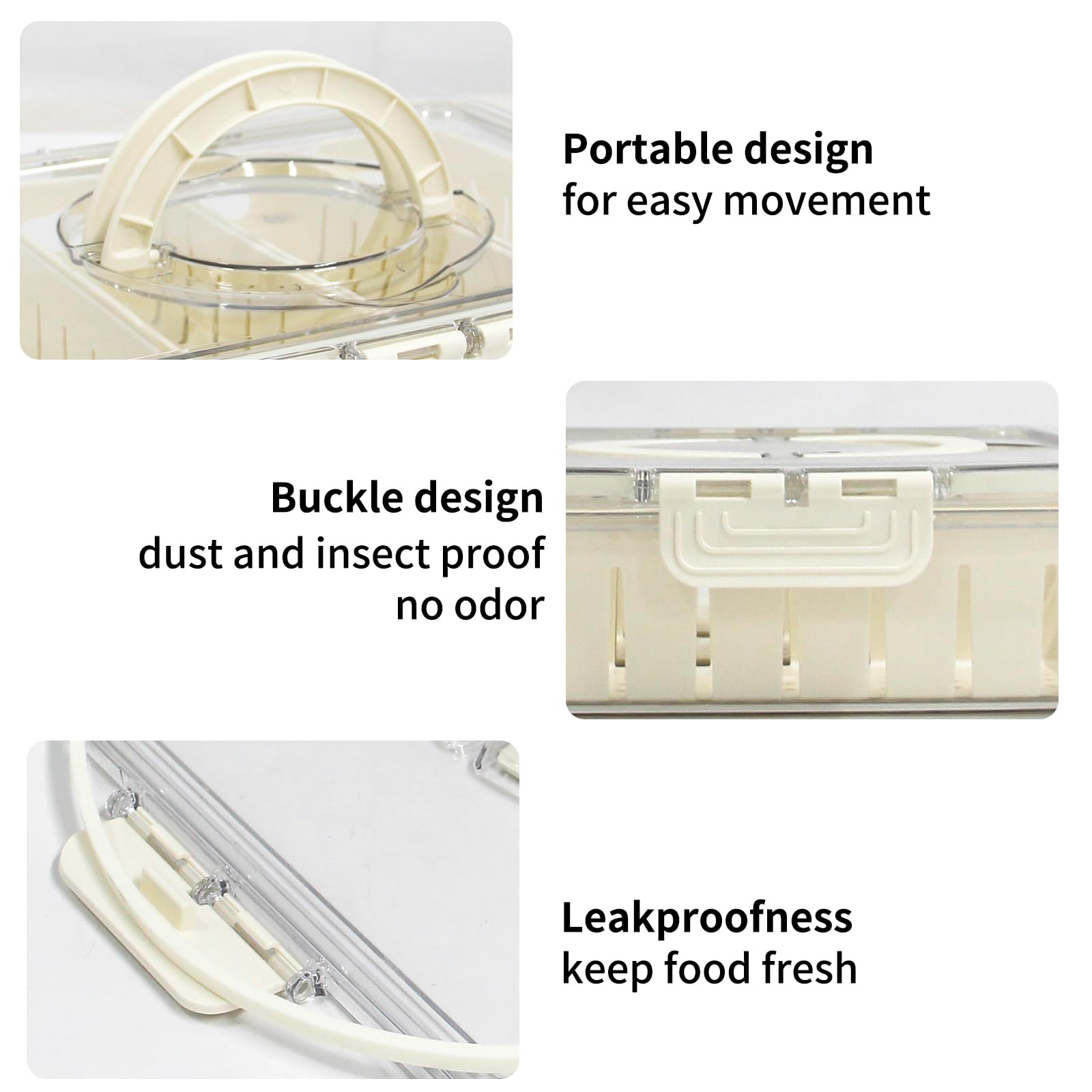 Yuroochii Divided Serving Tray Fresh-Keeping Box With Lid&Handle, 4 Compartments Snacks Box, Snack Fruit Tray, Veggie Tray, Port