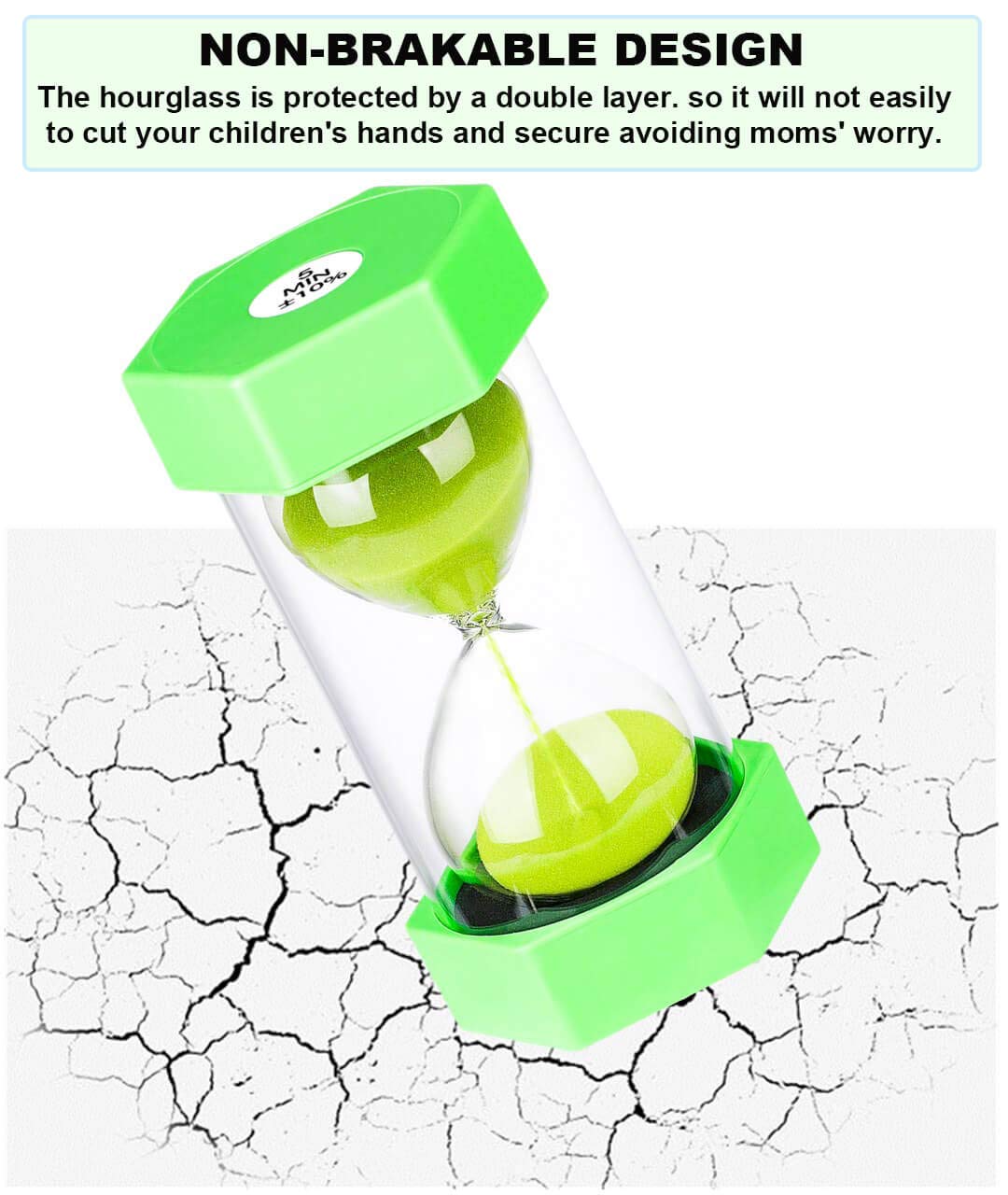 Hourglass Sand Timer 60 Minute,Colorful Sand Watch 60 Min, Small Green Sand Clock 60 Minute, Plastic Hour Glass Sandglass Timer