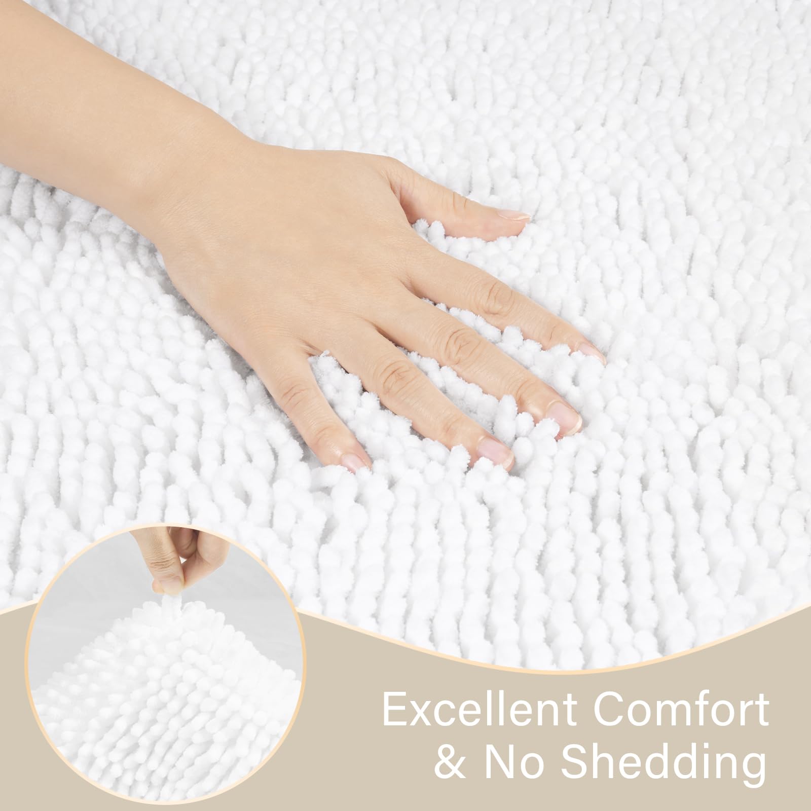 Lochas Bathroom Rugs Sets 2 Piece, Soft Non Slip Bath Mat Set, 20''X20'' U-Shaped Toilet Rug And 34''X21'' White Bathroom Rugs,