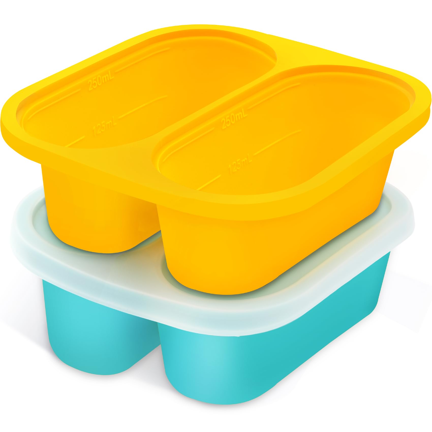 Mossime Silicone Soup Freezer Molds: 1 Cup Silicone Freezer Trays With Lid - 2 Packs Easy Release Soup Freezers Containers - 250