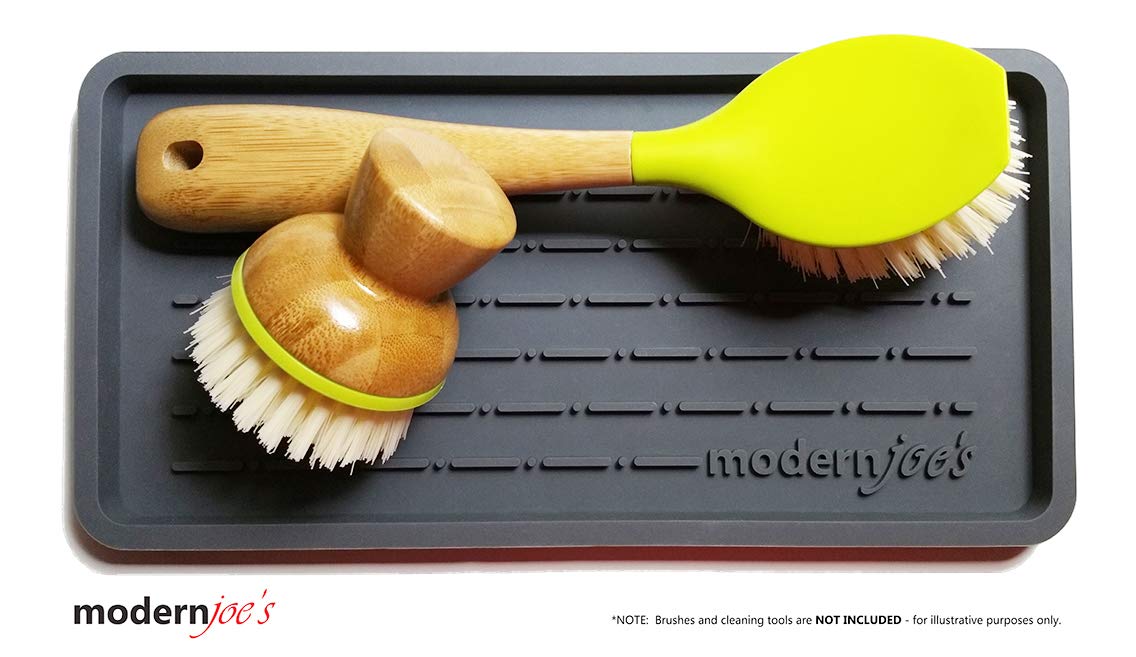 Sponge Holder - Sink Caddy Organizer - Kitchen Bath Vanity Tray - Soap, Cleaning Brush, And Scouring Pad Multi-Use Silicone Tray