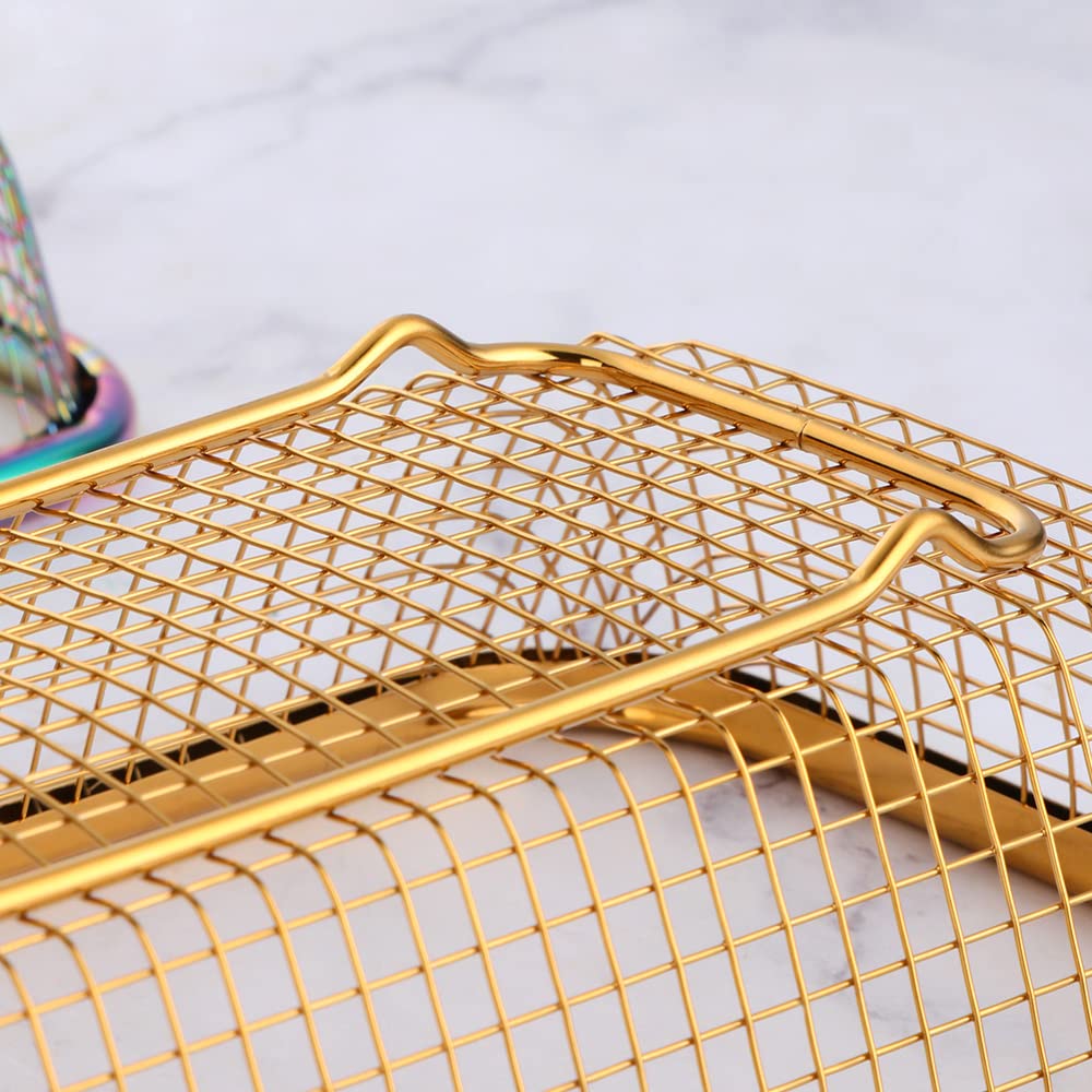 Kitchen Drawer Organizer, Buygo Stainless Steel Storage Container Gold Metal Cabinet Storage Basket For Holding Silverware Kitch
