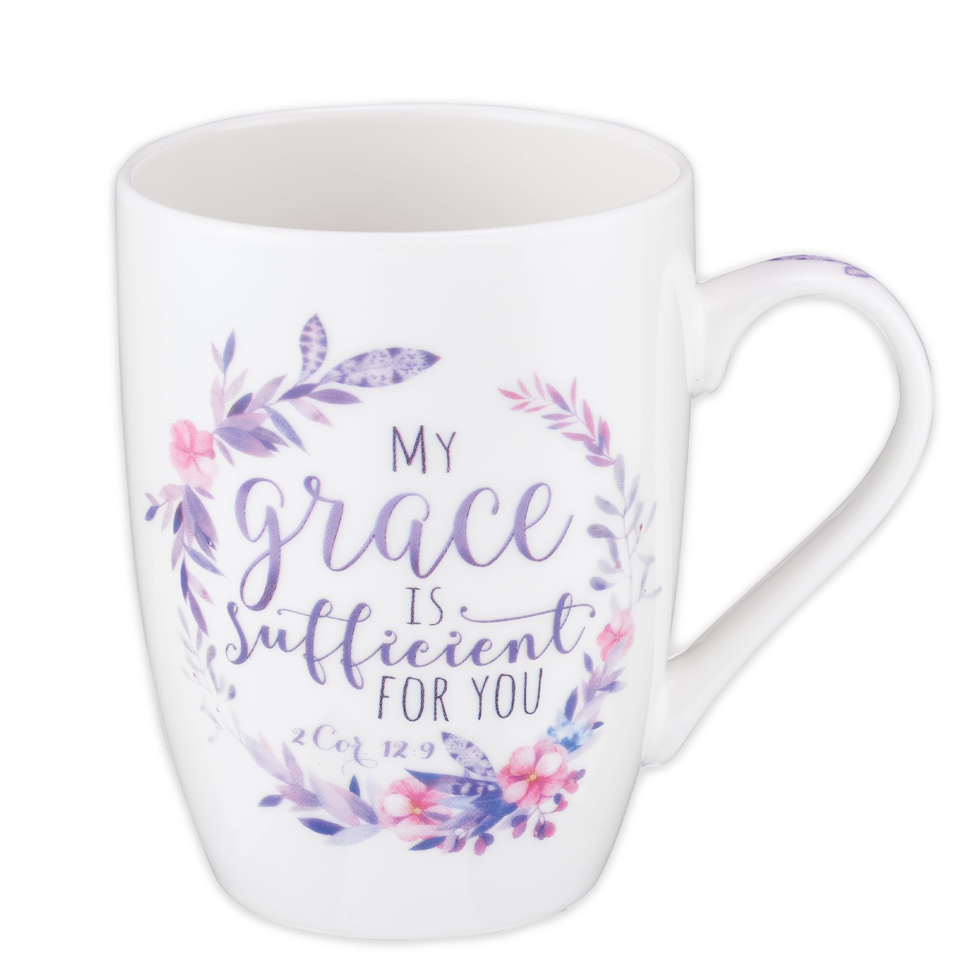 Christian Art Gifts Encouraging Ceramic Coffee & Tea Scripture Mug for Women: My Grace Is Sufficient Inspirational Bible Verse, 