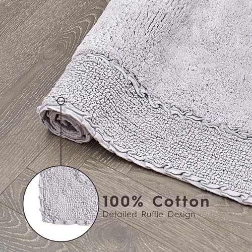 Laura Ashley Ruffle Border 100% Cotton Bath Rug, Purple, 17''X 24''